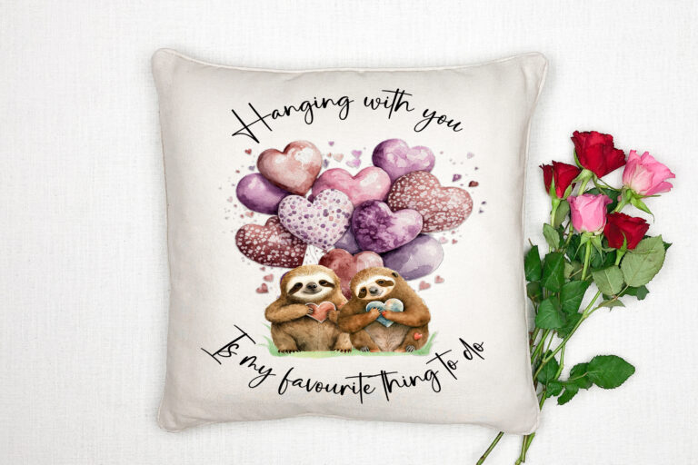 Sloths In Love Designs With Balloons Set of 10