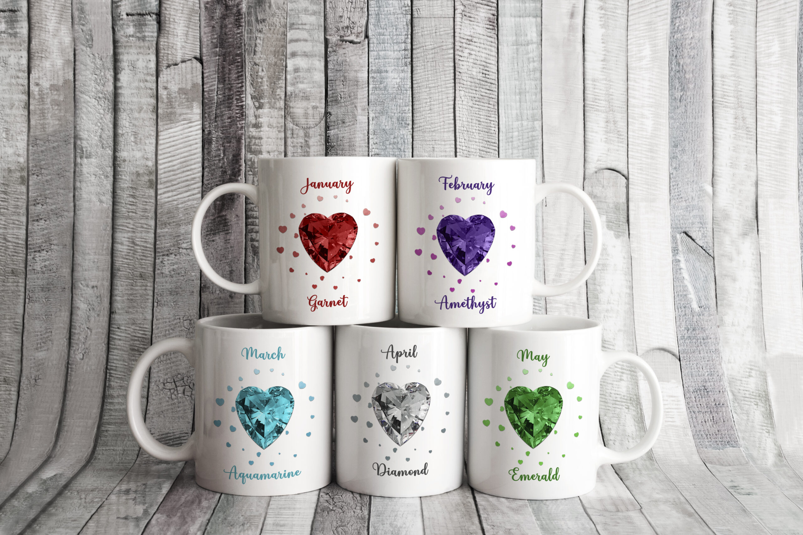 Illustration showcasing the Birth month Gemstone Design Set.