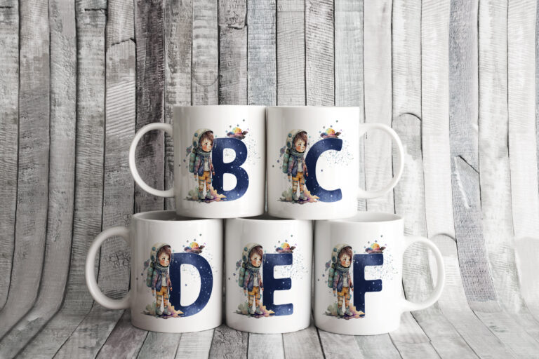 Space Boy Alphabet Designs Set of 26