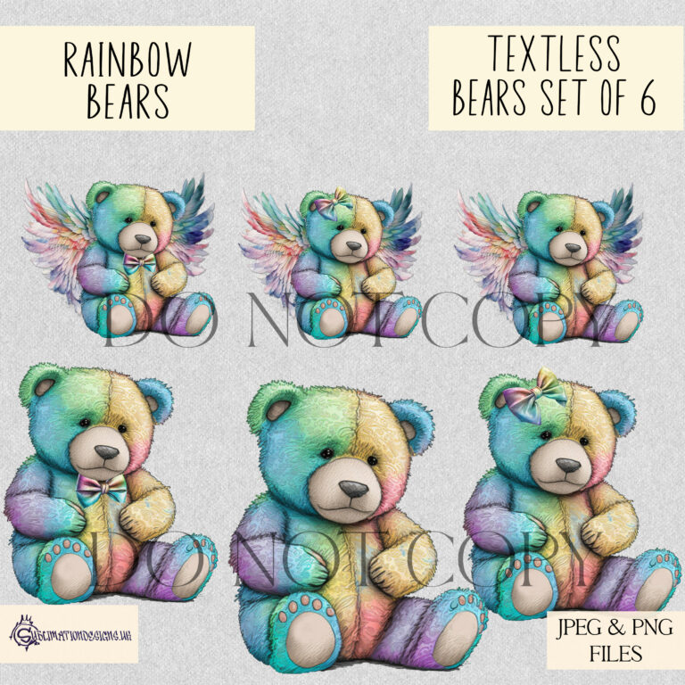 Rainbow Bear Clip Art Set