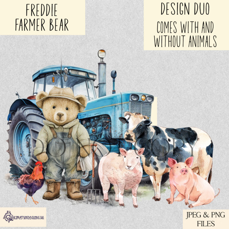 Freddie Farmer Bear Blue Tractor
