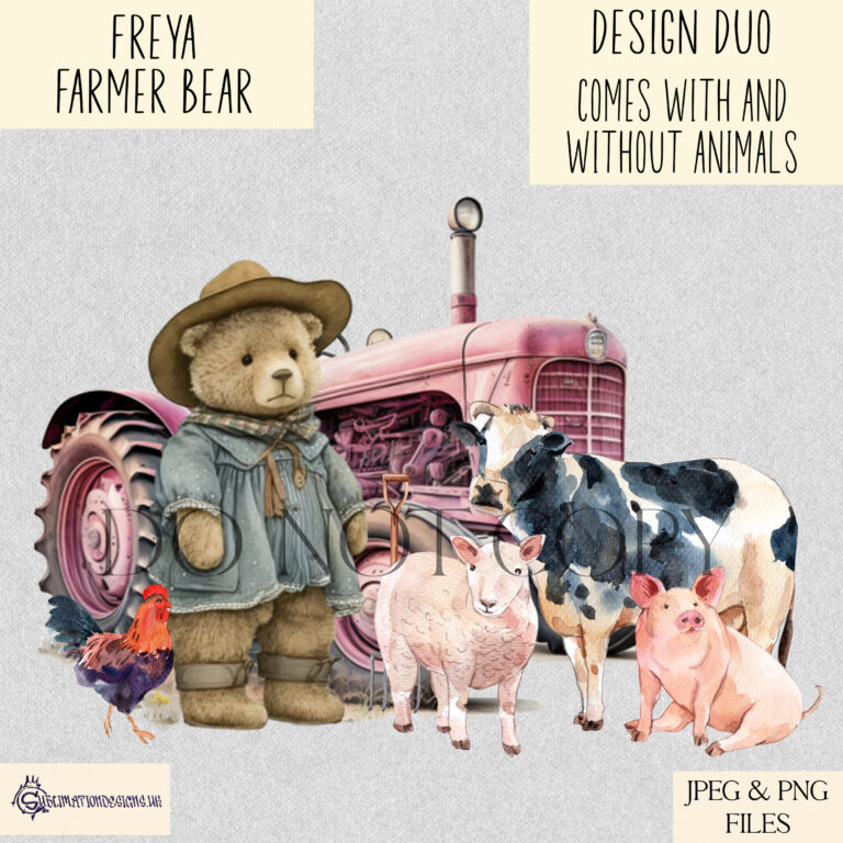Freya Farmer Bear Pink Tractor