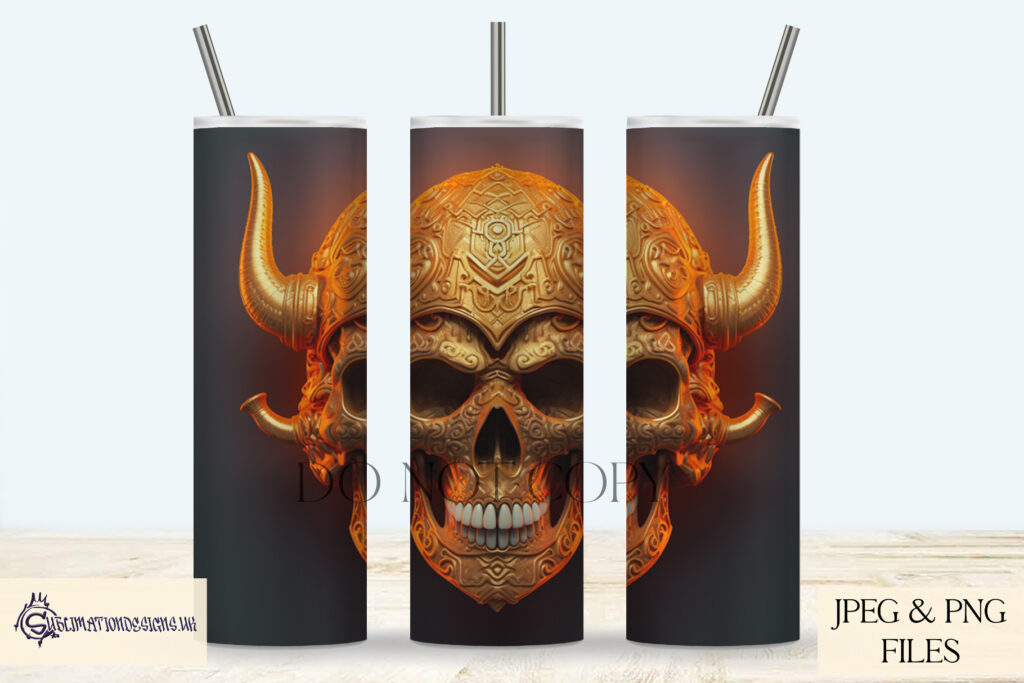 3D Effect Warrior Skull Sublimation Designs Set