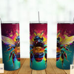 Vibrant Paint Splash Bee Sublimation Designs Set
