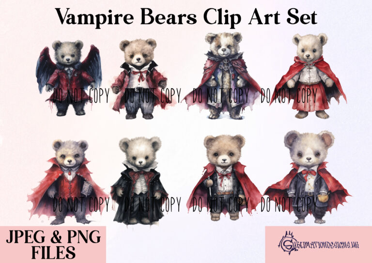 Vampire Bears Clip Art Set