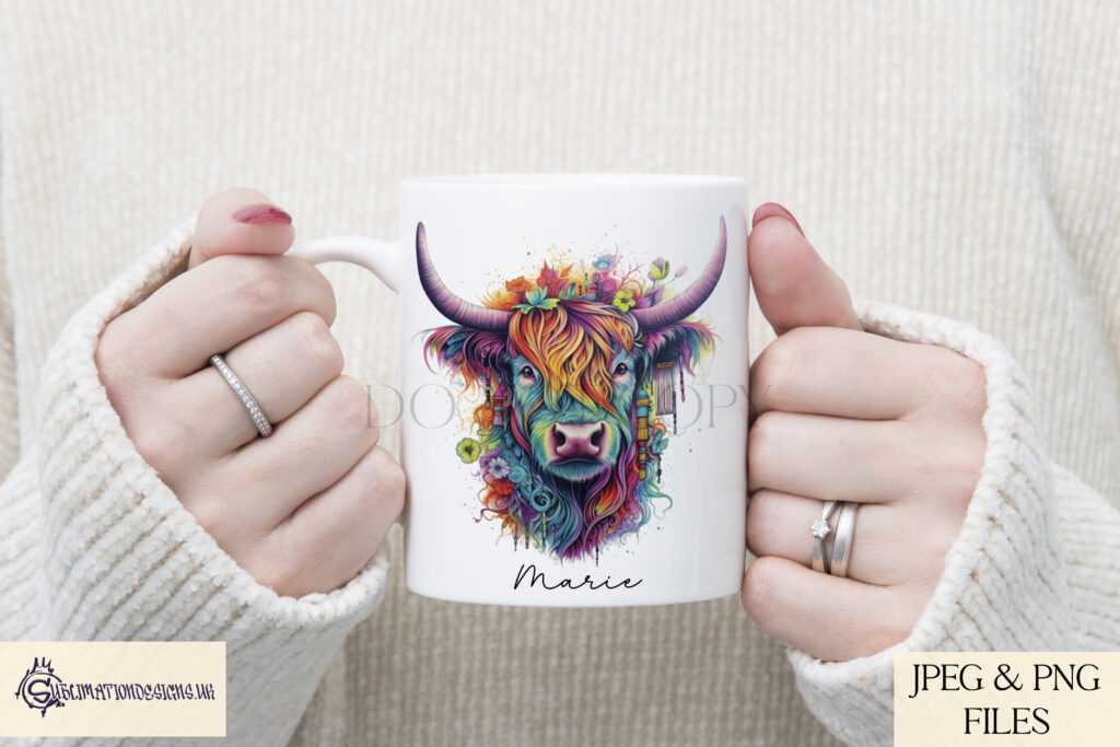Highland Cow Sublimation Designs Set