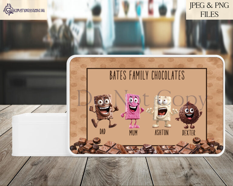 Family Chocolate Character Clip Art Sublimation Designs Set