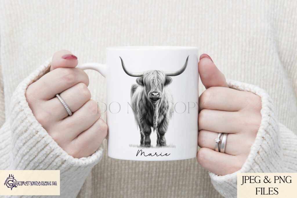 Highland Cow Sublimation Designs Set