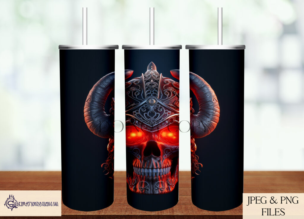 3D Effect Warrior Skull Sublimation Designs Set