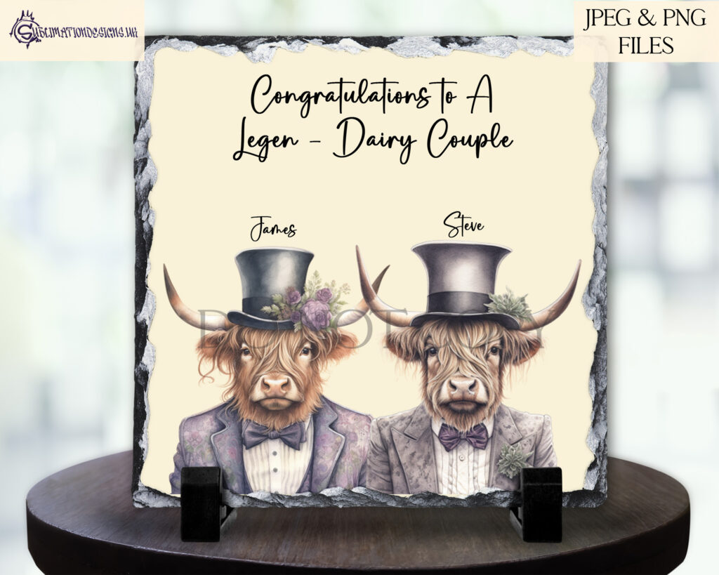 Wedding Highland Cow Sublimation Designs Set