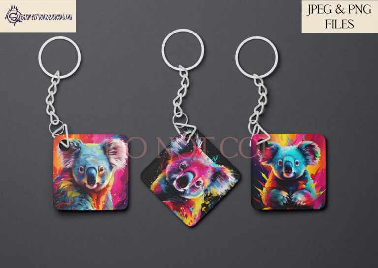 Vibrant Paint Splash Koala Bear Sublimation Designs Set