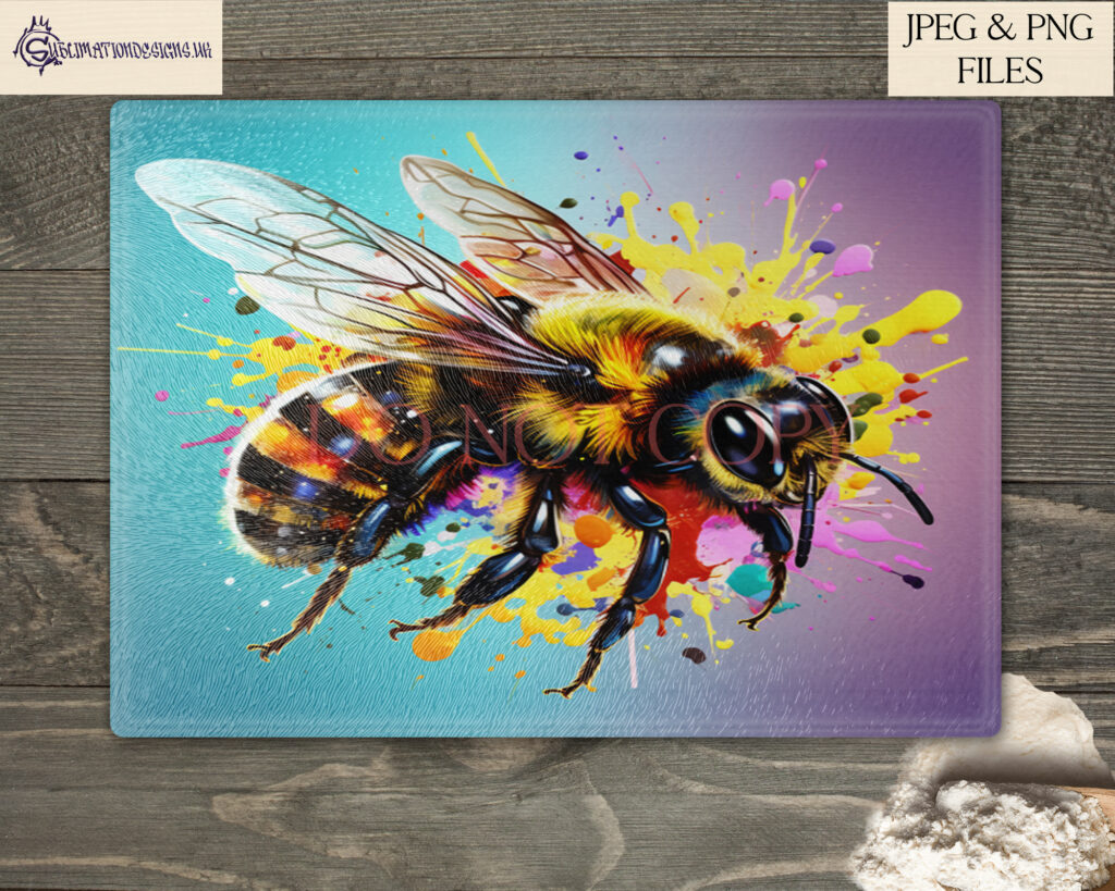 Vibrant Paint Splash Bee Sublimation Designs Set