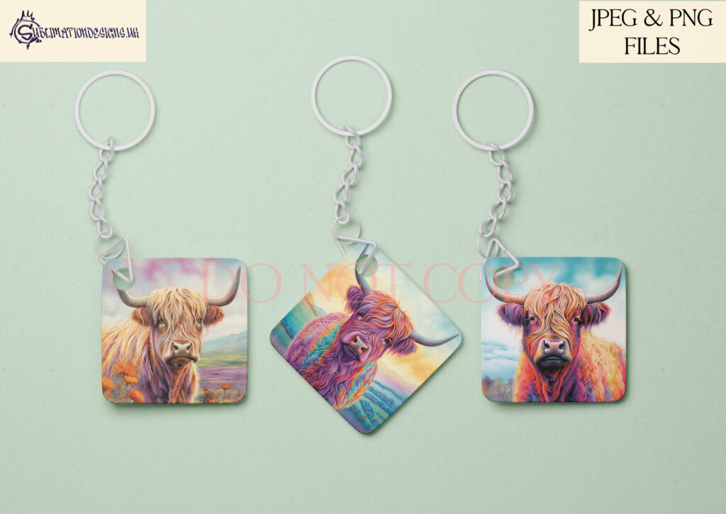 Highland Cow Sublimation Designs Set