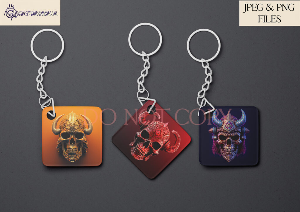 3D Effect Warrior Skull Sublimation Designs Set