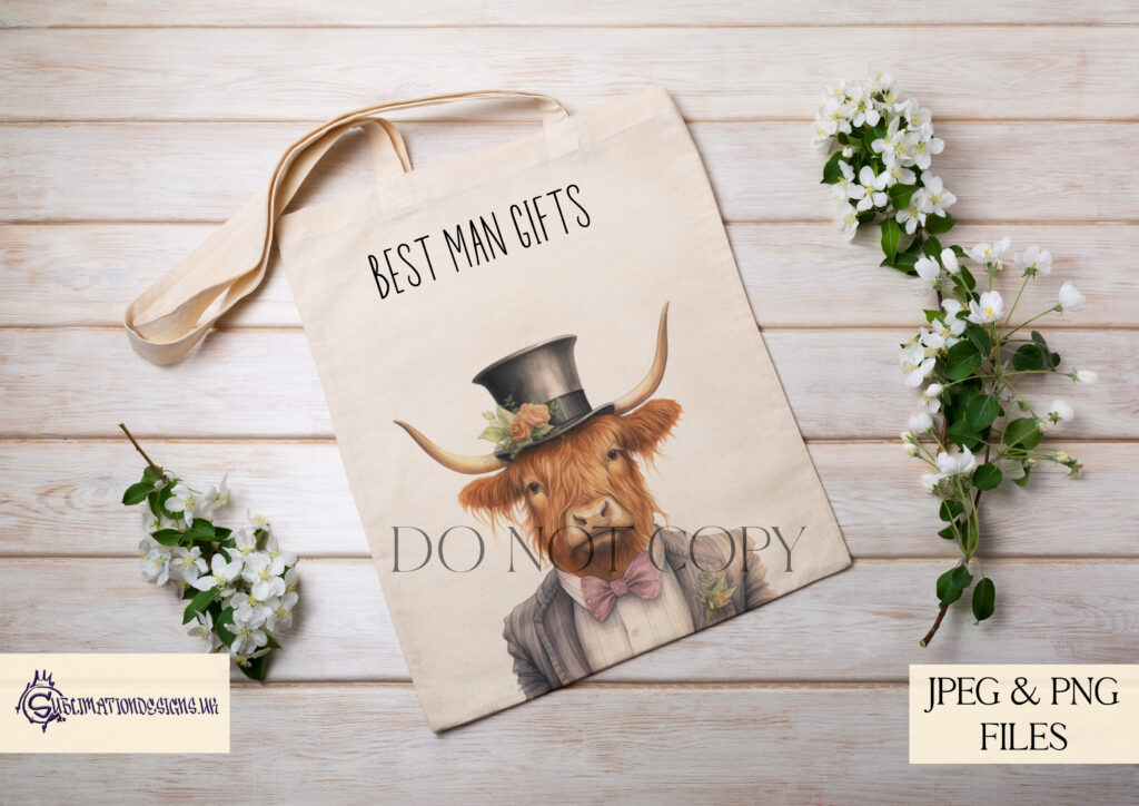 Wedding Highland Cow Sublimation Designs Set