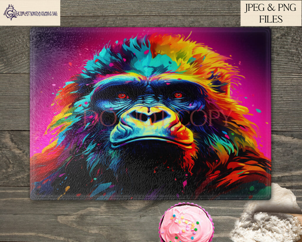 Vibrant Paint Splash Gorilla Sublimation Designs Set