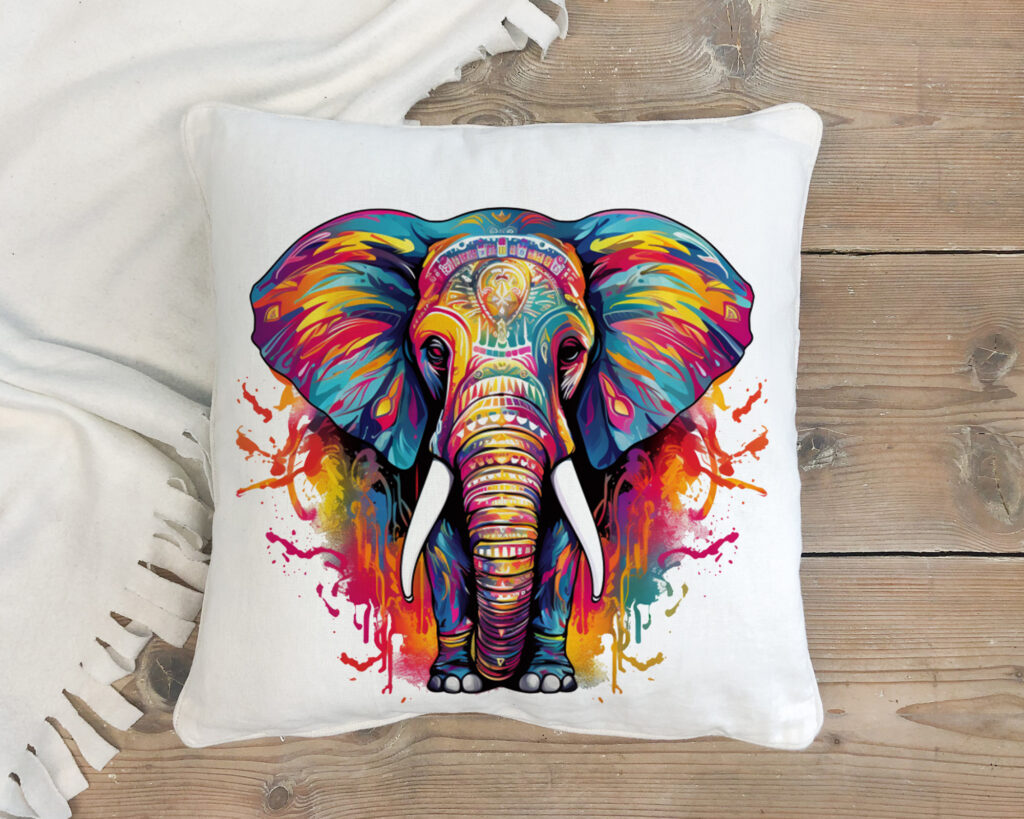 Vibrant Paint Splash Elephant Sublimation Designs Set