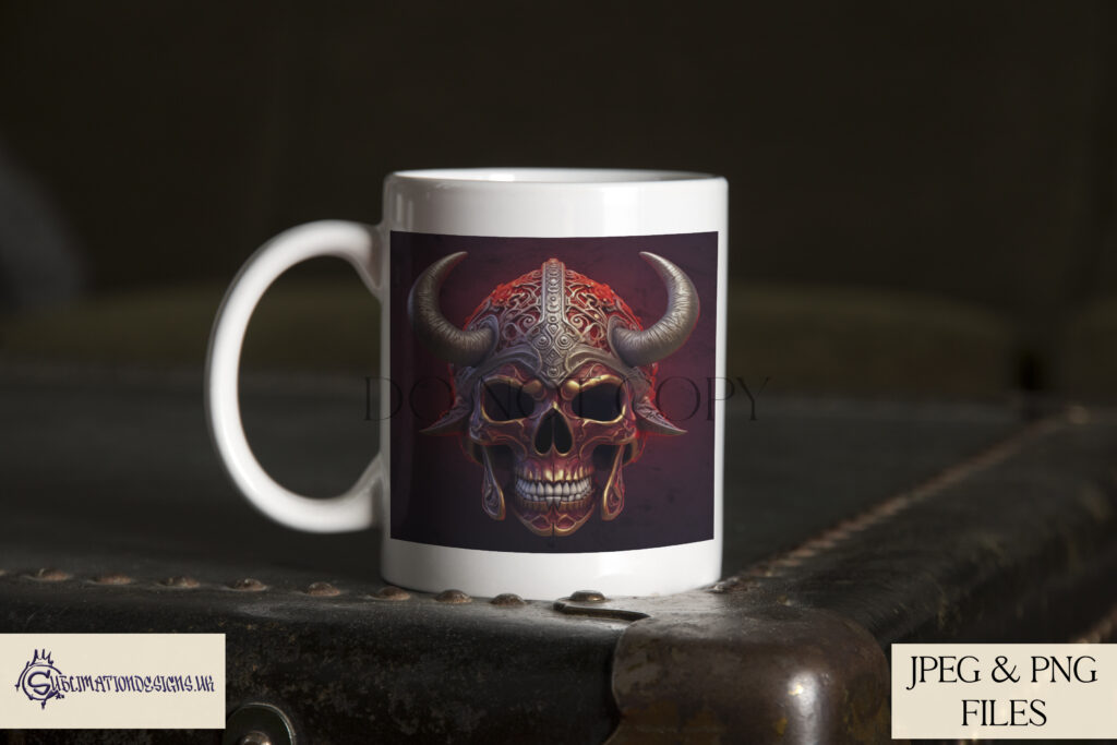 3D Effect Warrior Skull Sublimation Designs Set