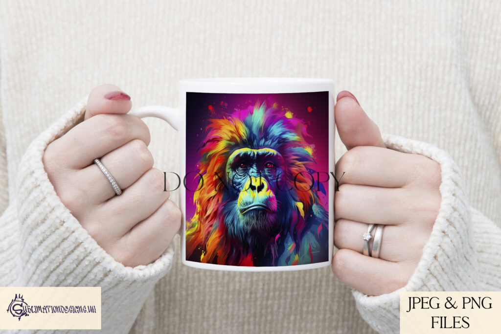 Vibrant Paint Splash Gorilla Sublimation Designs Set