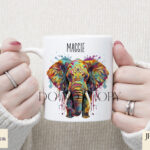 Vibrant Paint Splash Elephant Sublimation Designs Set