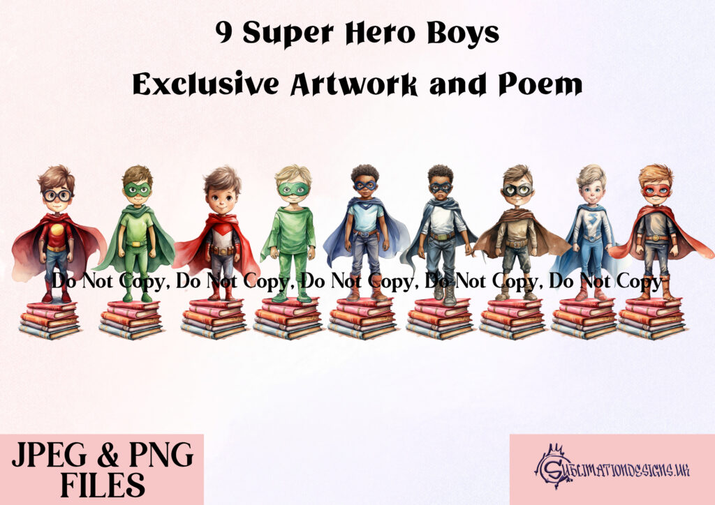 Superhero Reading Pillow Sublimation Design Set