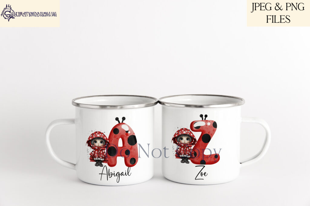 Cute Ladybug Sublimation Designs Set - A-Z Alphabet, Bookmarks, and Love Bugs - Sublimationdesigns.uk
