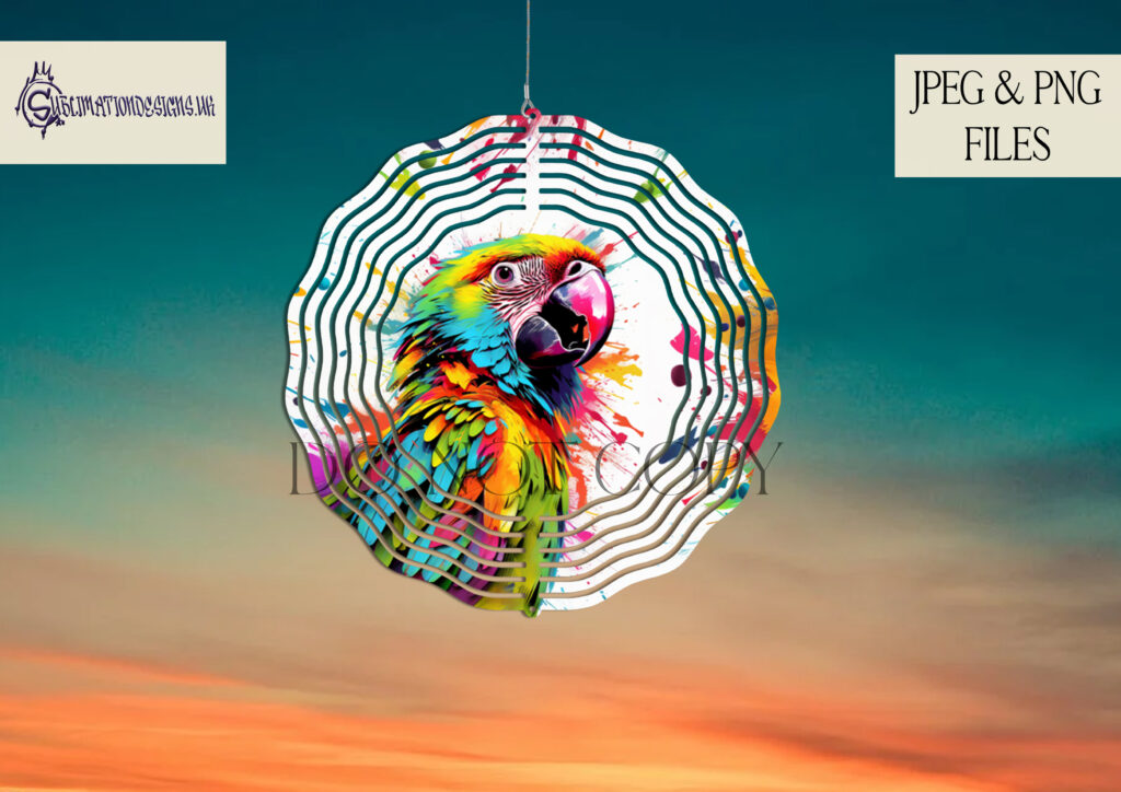 Vibrant Paint Splash Parrot Sublimation Designs Set