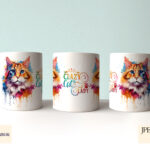 Vibrant Paint Splash Cat Mug Wrap