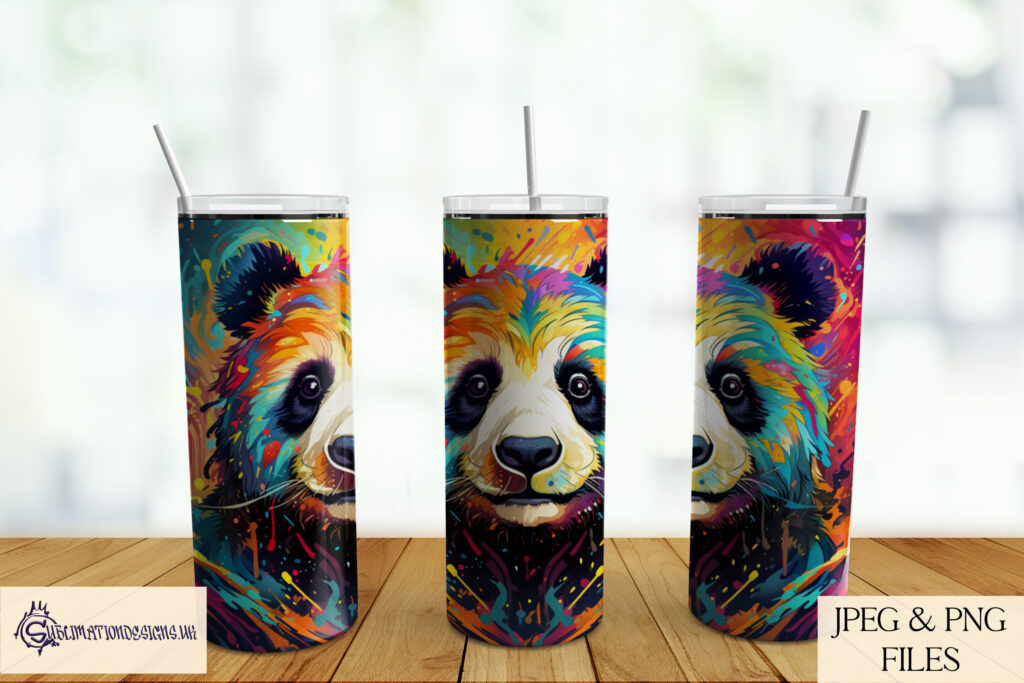 Vibrant Paint Splash Panda Sublimation Designs