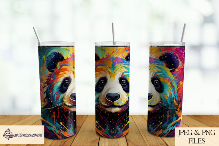 Vibrant Paint Splash Panda Sublimation Designs