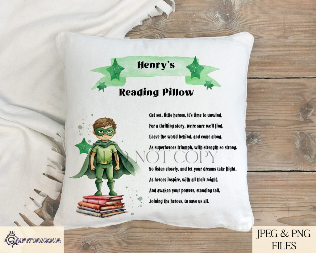 Superhero Reading Pillow Sublimation Design Set