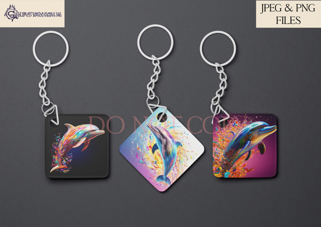 Vibrant Paint Splash Dolphin Sublimation Designs Set