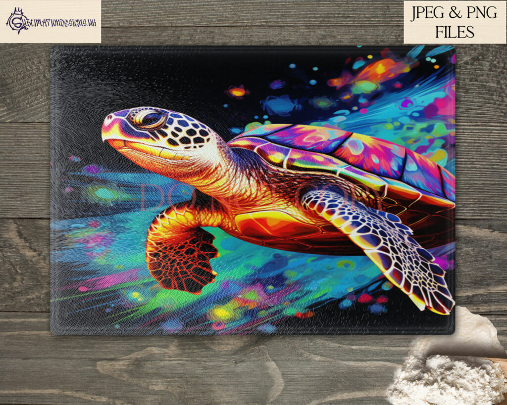 Vibrant Paint Splash Turtle Sublimation Designs Set