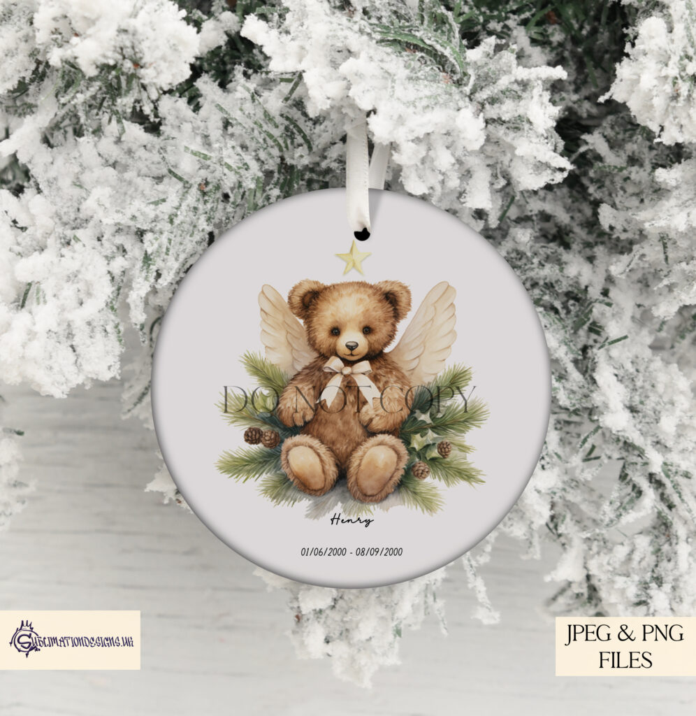 Memorial Teddy Bear Christmas Sublimation Designs
