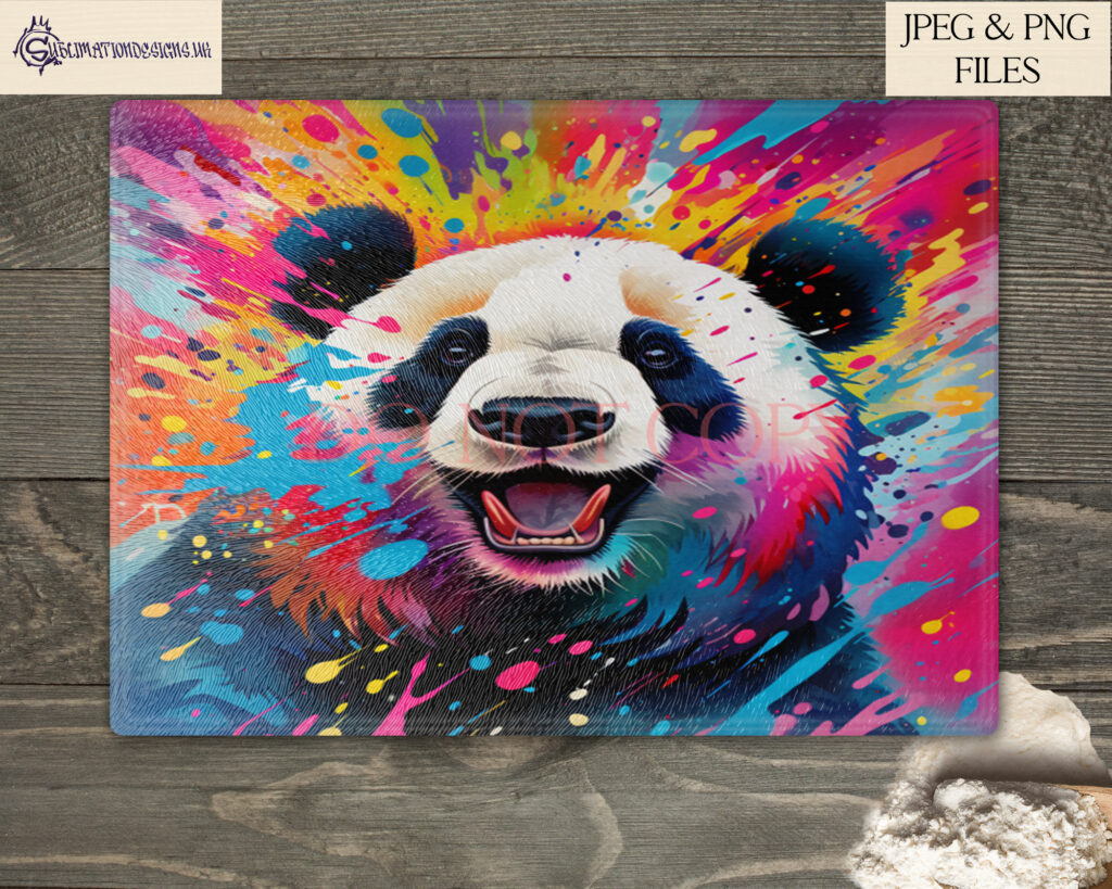 Vibrant Paint Splash Panda Sublimation Designs