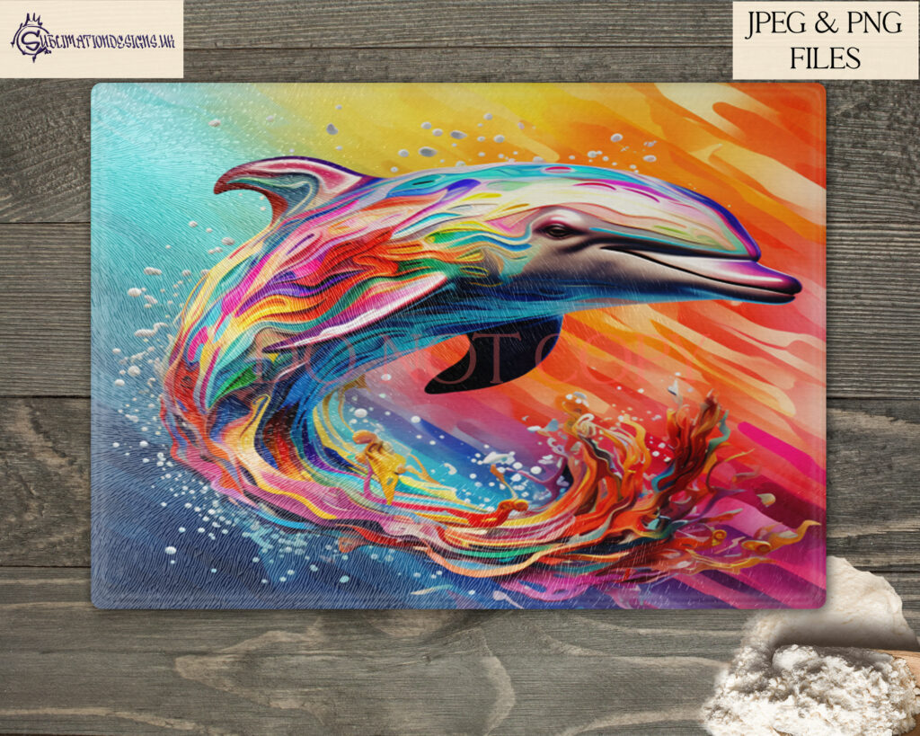 Vibrant Paint Splash Dolphin Sublimation Designs Set