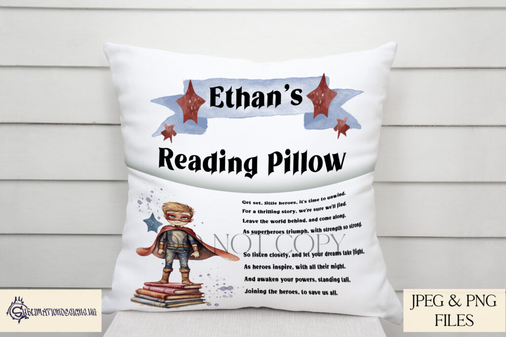 Superhero Reading Pillow Sublimation Design Set