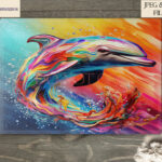 Vibrant Paint Splash Dolphin Sublimation Designs Set