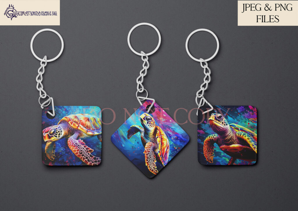 Vibrant Paint Splash Turtle Sublimation Designs Set