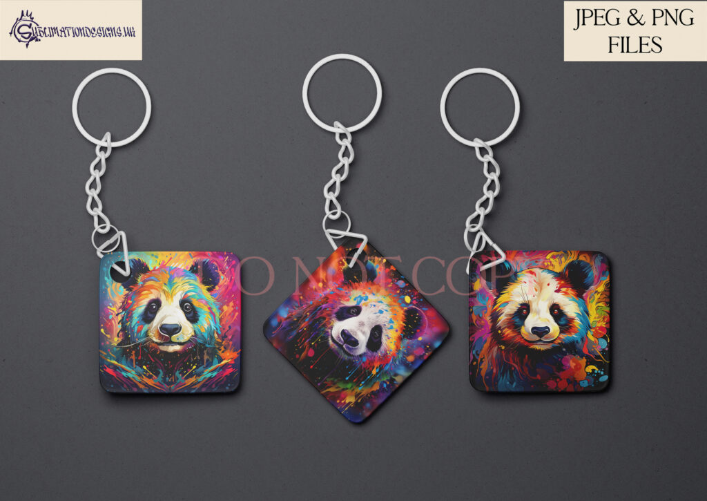 Vibrant Paint Splash Panda Sublimation Designs