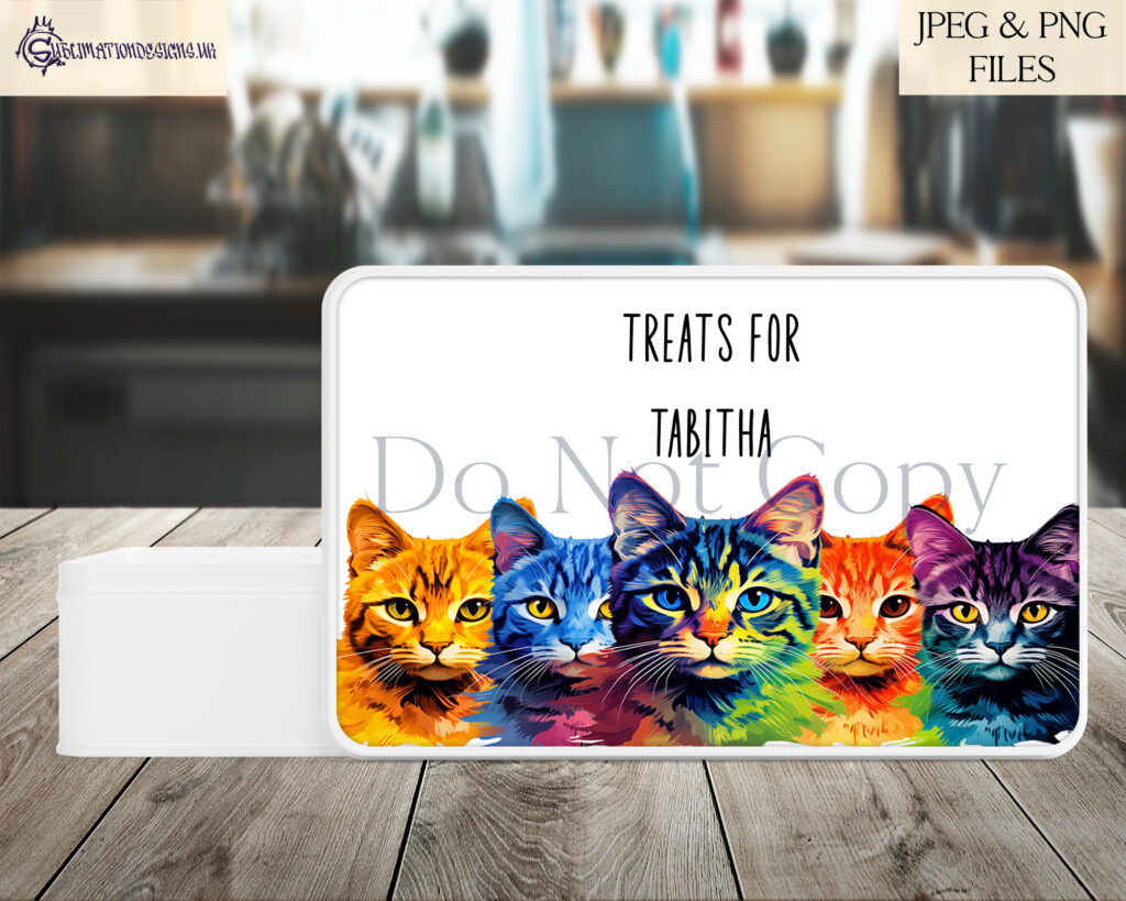 Vibrant Paint Splash Cat Mug Wrap - Can be used on tins