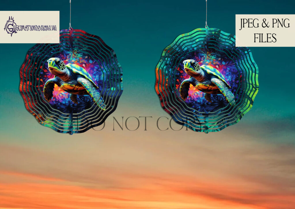 Vibrant Paint Splash Turtle Sublimation Designs Set