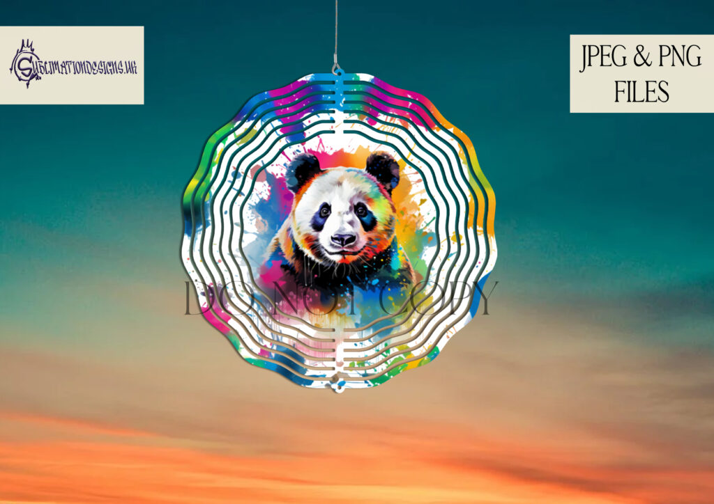 Vibrant Paint Splash Panda Sublimation Designs