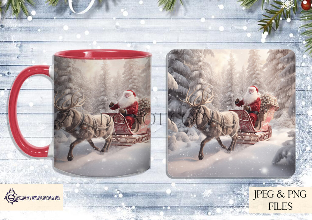 Christmas Mug and Coaster Design Bundle - Festive Sublimation Designs