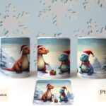 Cute Dinosaur Christmas Mug Wrap