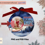 Santa Paws Personalized Sublimation Design Set - Santa holding a snowglobe with customizable space for your pet's photo and name.