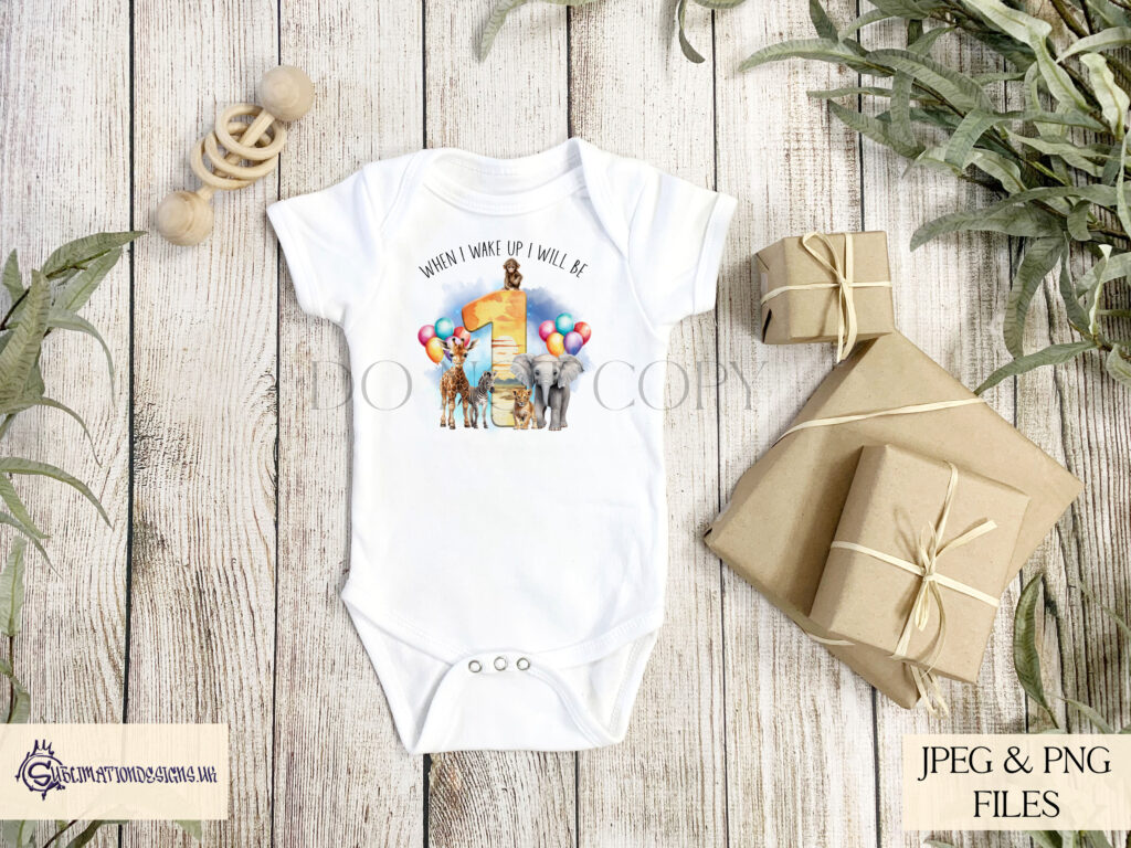 Safari Animals Birthday design featuring adorable safari animals, balloons, and safari-themed numbers