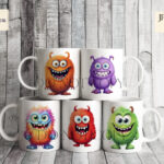 Adorable colourful monsters clip art design with a playful and vibrant character.