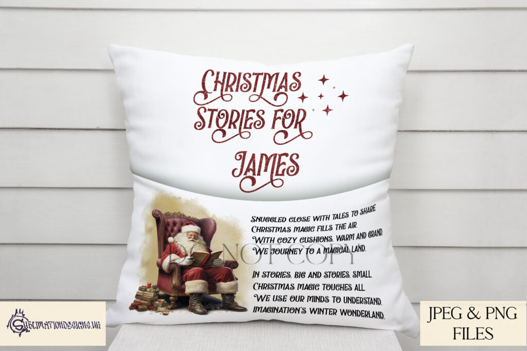 Santa's Christmas Bedtime Story Pillow and Bookmark