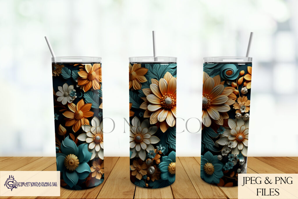 3D Effect Floral Sublimation Designs Set of 15